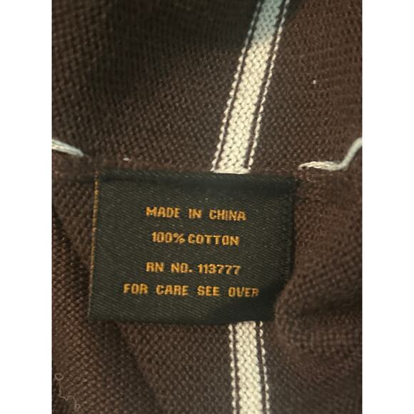 GUC Members Property Brown Stripe Men's Cardigan Sweater Button Front Size Lg - Picture 4 of 6